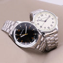 Relógio de pulso em aço inoxidável, masculino, feminino, retrô, sem caixa, couro, presente de aniversário, para pai