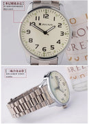 Relógio de pulso em aço inoxidável, masculino, feminino, retrô, sem caixa, couro, presente de aniversário, para pai