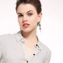 Kiss me azul verde acrílico cristal oval casamento brincos para as mulheres coreano moda longo balançar brincos marca de luxo jóias