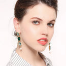 Kiss me azul verde acrílico cristal oval casamento brincos para as mulheres coreano moda longo balançar brincos marca de luxo jóias