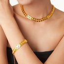 Liora colar de aço inoxidável pulseira para mulheres homens corrente poligonal à prova d'água casal casamento ouro prata cor conjuntos de joias