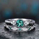 925 Anel De Prata Esterlina Conjunto Para Mulheres, Cristais De Zircão Esmeralda, Jóias Glamour De Casamento, Presentes De Noivado
