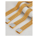 Elegante Pulseira Geométrica para Mulheres, Aço Inoxidável, Banhado a Ouro, Corrente de Zircão Tecido, Pulseiras de Mão, Jóias de Luxo