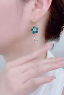 Luxo brincos em forma de flor para mulheres, zircônia cúbica brilhante embutidos, cor dourada, multicolor, qualidade superior, moda banquete jóias