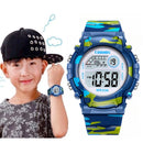 Coobos crianças relógio azul marinho camuflagem crianças relógio esporte led relógio digital à prova dwaterproof água relógios luminosos para estudantes meninos meninas