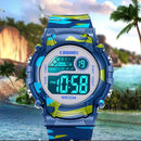 Coobos crianças relógio azul marinho camuflagem crianças relógio esporte led relógio digital à prova dwaterproof água relógios luminosos para estudantes meninos meninas