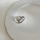 Anéis vintage pérola oca para mulheres, prata esterlina 925, anéis de dedo ajustáveis, dinheiro presente da jóia, festa de casamento