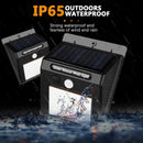 Lâmpada de parede solar LED com sensores de movimento PIR, luz impermeável, iluminação exterior, decoração do pátio, jardim, cerca, Path Lights, moderno