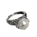 Anéis vintage pérola oca para mulheres, prata esterlina 925, anéis de dedo ajustáveis, dinheiro presente da jóia, festa de casamento