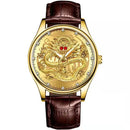 WOKAI Relógio mecânico impermeável masculino, alta qualidade, correia luminosa, relógio, dragão dourado, estilo chinês, lazer, comercial, luminoso