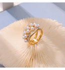 Liora moda 316l anéis de aço inoxidável para mulheres imitação pérola strass redondo anéis femininos na moda jóias à prova dwaterproof água