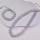 Liora colar de aço inoxidável pulseira para mulheres homens corrente poligonal à prova d'água casal casamento ouro prata cor conjuntos de joias