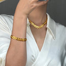 Liora colar de aço inoxidável pulseira para mulheres homens corrente poligonal à prova d'água casal casamento ouro prata cor conjuntos de joias