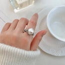 Anéis vintage pérola oca para mulheres, prata esterlina 925, anéis de dedo ajustáveis, dinheiro presente da jóia, festa de casamento