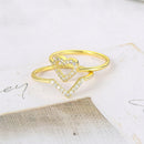 Conjunto de anéis de noiva para mulheres, joias de coração, micro zircão, cor dourada, kpop, data de noivado, joias, atacado sr918