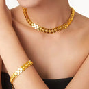 Liora colar de aço inoxidável pulseira para mulheres homens corrente poligonal à prova d'água casal casamento ouro prata cor conjuntos de joias