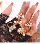 Liora moda 316l anéis de aço inoxidável para mulheres imitação pérola strass redondo anéis femininos na moda jóias à prova dwaterproof água