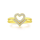 Conjunto de anéis de noiva para mulheres, joias de coração, micro zircão, cor dourada, kpop, data de noivado, joias, atacado sr918