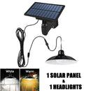 Solar Pendant Light com controle remoto, lâmpada ao ar livre, poder impermeável, jardim candelabro, interior quintal galpão celeiro LED, 2 cabeça, 1