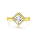 Conjunto de anéis de noiva para mulheres, joias de coração, micro zircão, cor dourada, kpop, data de noivado, joias, atacado sr918