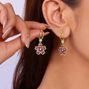 Um Par Roxo Água Gota Cristal Longo Borla Brincos para As Mulheres Moda Luz Luxo Pingente Brincos Festa de Casamento Presente Da Jóia