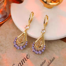 Um Par Roxo Água Gota Cristal Longo Borla Brincos para As Mulheres Moda Luz Luxo Pingente Brincos Festa de Casamento Presente Da Jóia