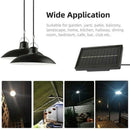 Solar Pendant Light com controle remoto, lâmpada ao ar livre, poder impermeável, jardim candelabro, interior quintal galpão celeiro LED, 2 cabeça, 1