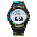 Coobos crianças relógio azul marinho camuflagem crianças relógio esporte led relógio digital à prova dwaterproof água relógios luminosos para estudantes meninos meninas