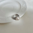 Anéis vintage pérola oca para mulheres, prata esterlina 925, anéis de dedo ajustáveis, dinheiro presente da jóia, festa de casamento